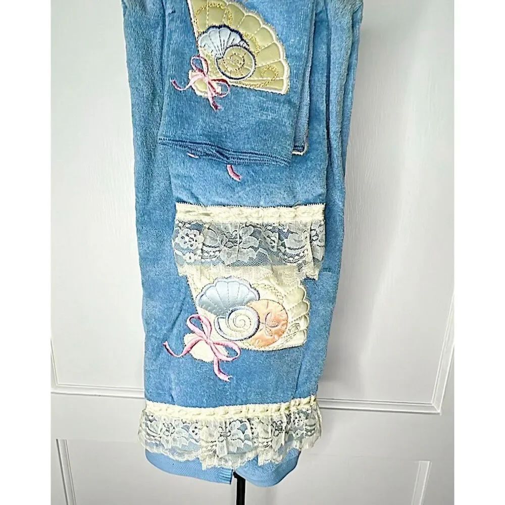 Grand Prix Country Blue 3 Piece Towel Set Sea Shells, Fan Nwot